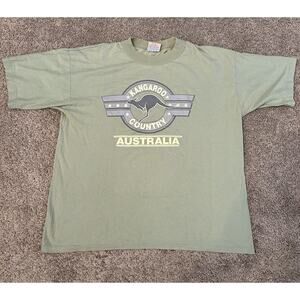 Vintage 90s Kangaroo Australia Green Single Stitch T Shirt Size Mens Medium M